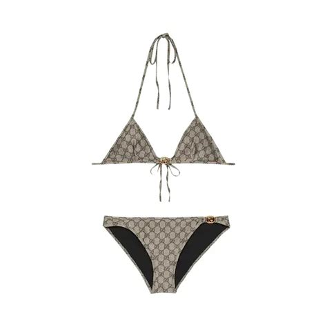 gucci monogram bikini|GG stretch jersey bikini in beige and ebony .